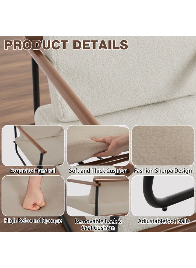 شويوين كرسي قماشي مميز، كرسي بذراعين لغرفة المعيشة، أريكة مفردة، كرسي استرخاء عصري لغرفة النوم، كرسي قراءة منجد، مناسب لغرفة المعيشة والمكتب وغرفة النوم - Image 4